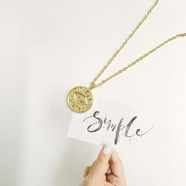 chains fashion goth gold color evil eye coin women's pendant necklace female choker necklaces jewelry simple ladies gifts, Silver
chains fashion goth gold color evil eye coin women's pendant necklace female choker necklaces jewelry simple ladies gifts, Silver