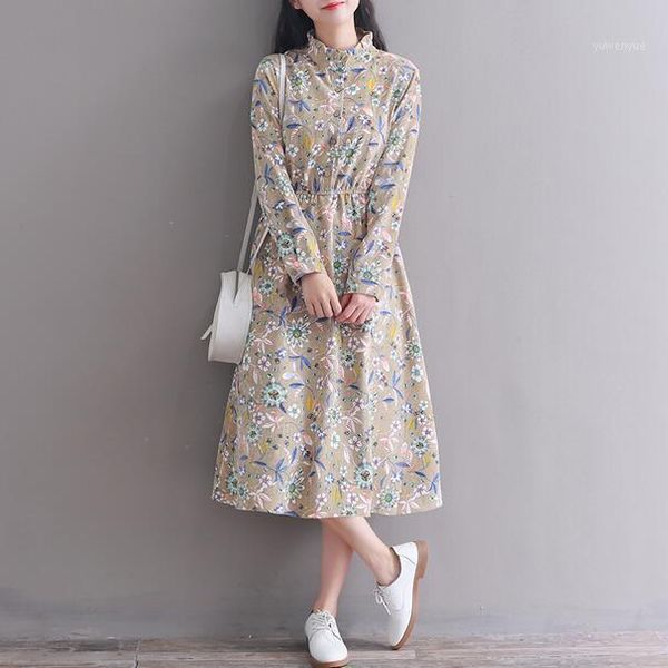 casual dresses mori girl autumn spring women floral dress stand collar flower print vestidos mujer vintage elegant corduroy long dc664, Black;gray
casual dresses mori girl autumn spring women floral dress stand collar flower print vestidos mujer vintage elegant corduroy long dc664, Black;gray