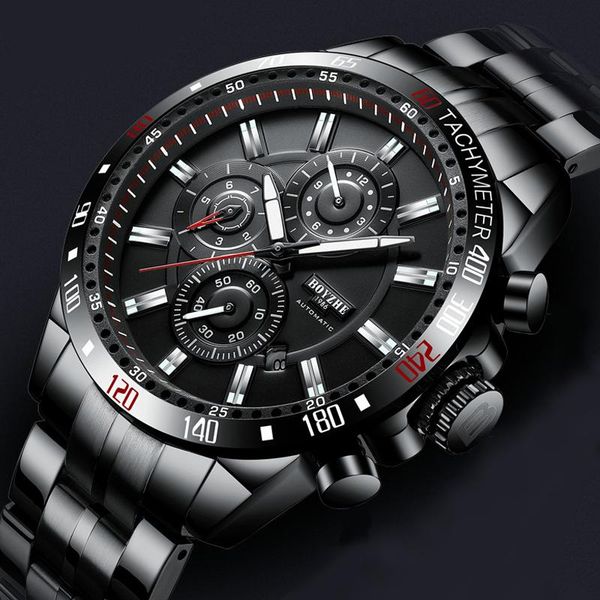 wristwatches automatic watch men black steel big dial men's mechanical watches waterproof chronograph wristwatch montre homme, Slivery;brown
wristwatches automatic watch men black steel big dial men's mechanical watches waterproof chronograph wristwatch montre homme, Slivery;brown