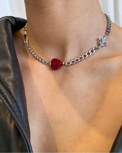 chokers natural red jade love pin chain cuban necklace clavicle, Golden;silver
chokers natural red jade love pin chain cuban necklace clavicle, Golden;silver