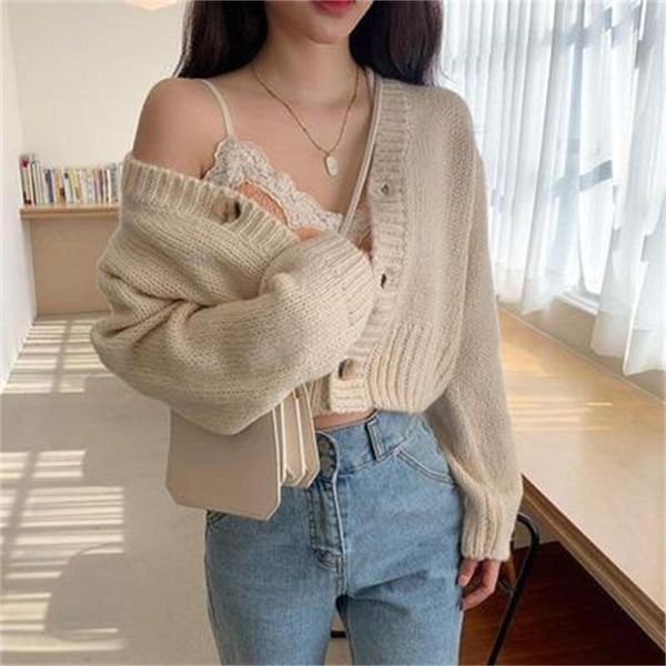 women's knits & tees 2021 autumn winter thick knitted cropped cardigans women loose v neck sweater purple button cardigan knitwear jack, White
women's knits & tees 2021 autumn winter thick knitted cropped cardigans women loose v neck sweater purple button cardigan knitwear jack, White