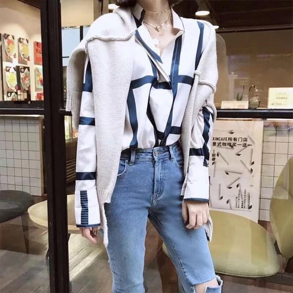 summer irregular geometric pattern loose printed silk shirt women's blouses & shirts, White
summer irregular geometric pattern loose printed silk shirt women's blouses & shirts, White