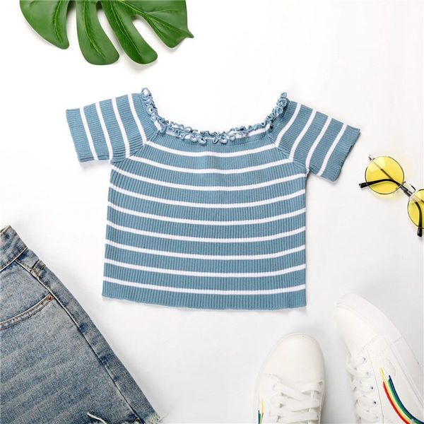 women's t-shirt women stripe short sleeve t-shirts summer female knit crop casual ladies streetwear striped, White
women's t-shirt women stripe short sleeve t-shirts summer female knit crop casual ladies streetwear striped, White