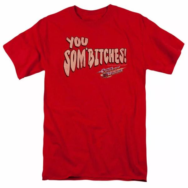 smokey and the bandit sombitch t shirt mens licensed movie tee red, White;black 
smokey and the bandit sombitch t shirt mens licensed movie tee red, White;black