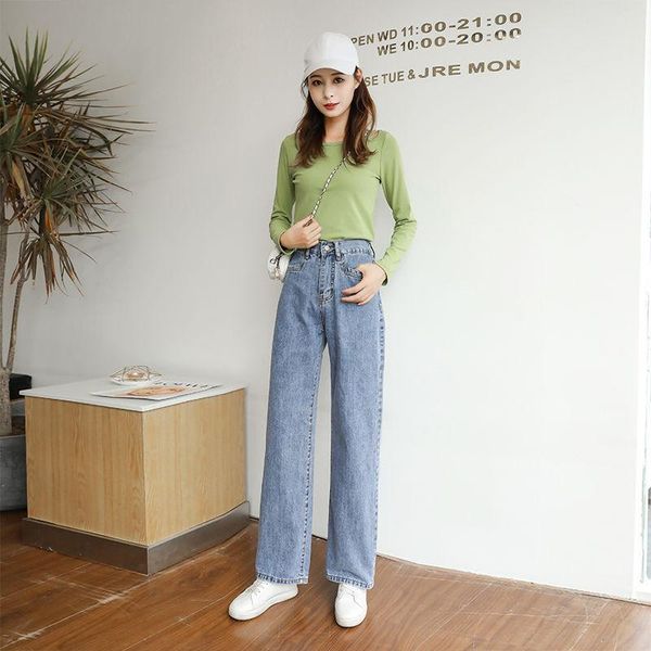 high waisted wide leg jeans women's loose straight tube fall versatile slim mops pants trend, Blue
high waisted wide leg jeans women's loose straight tube fall versatile slim mops pants trend, Blue