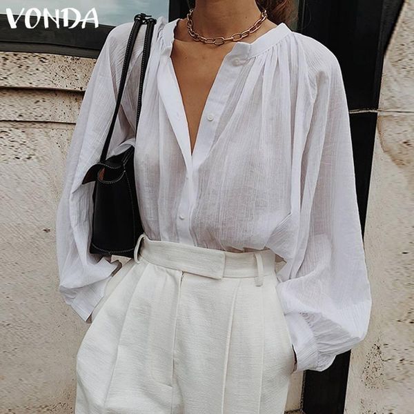 women's blouses & shirts women party blouse ol tunic vonda 2021 casual solid long lantern sleeve office blusas femininas plus size, White
women's blouses & shirts women party blouse ol tunic vonda 2021 casual solid long lantern sleeve office blusas femininas plus size, White