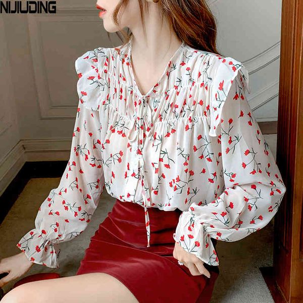 v-neck ruffles women's chiffon blouse autumn flare sleeve floral print female loose bow collar shirts casual 210514, White
v-neck ruffles women's chiffon blouse autumn flare sleeve floral print female loose bow collar shirts casual 210514, White