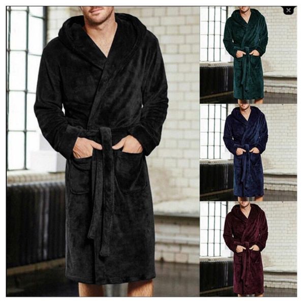 men's sleepwear fashion pure color hooded robe pajamas lace flannel loose pocket bathrobe autumn and winter casual homewear 5 colors s-, Black;brown
men's sleepwear fashion pure color hooded robe pajamas lace flannel loose pocket bathrobe autumn and winter casual homewear 5 colors s-, Black;brown