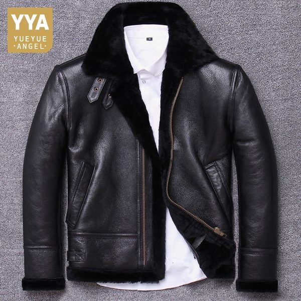 men's leather & faux winter mens real sheep fur lining jacket genuine motorcycle windbreaker buckle collar thick warm shearling coat mj, Black
men's leather & faux winter mens real sheep fur lining jacket genuine motorcycle windbreaker buckle collar thick warm shearling coat mj, Black