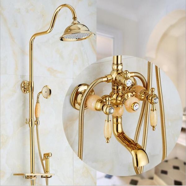 vidric europe style luxury bath and shower faucet brass jade gold finished wall mounted set with rainfall show bathroom sets 
vidric europe style luxury bath and shower faucet brass jade gold finished wall mounted set with rainfall show bathroom sets