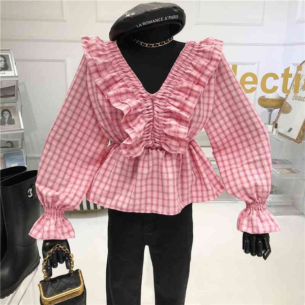 blouses 2021 fashion plied spring chess ear edge wood with cleavage v trumpet retro sleeve temperament girl shirt, White
blouses 2021 fashion plied spring chess ear edge wood with cleavage v trumpet retro sleeve temperament girl shirt, White