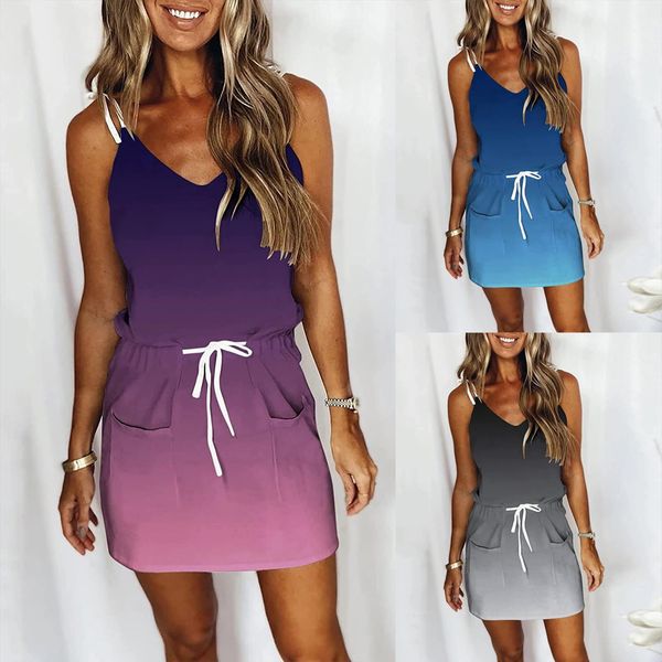 summer fashion casual tie dye women dress printed sleeveless v neck pocket slim mini vestido de mujer, Black;gray
summer fashion casual tie dye women dress printed sleeveless v neck pocket slim mini vestido de mujer, Black;gray