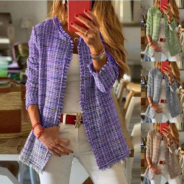 women's jackets women fashion round neck long sleeve plaid jacket loose outerwear chic autumn winter casual ladies coat streetwear 5l5, Black;brown
women's jackets women fashion round neck long sleeve plaid jacket loose outerwear chic autumn winter casual ladies coat streetwear 5l5, Black;brown
