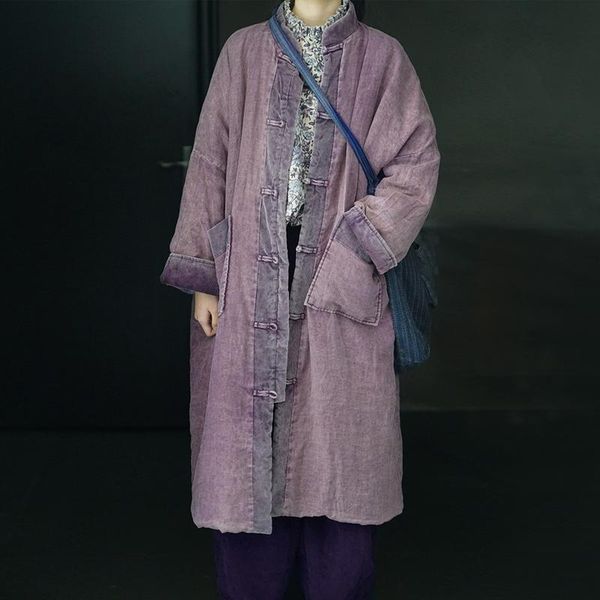 fairynatural ladies retro cotton linen pockets button coats 2021 winter stand collarfull sleeve women chinese style long parkas women's, Black
fairynatural ladies retro cotton linen pockets button coats 2021 winter stand collarfull sleeve women chinese style long parkas women's, Black