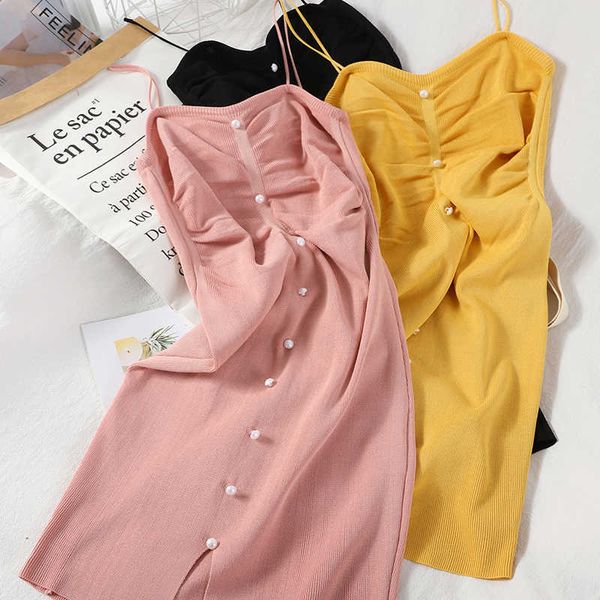 casual korean women knitted dress elegant solid spaghetti strap button lady summer dresses w125 210526, Black;gray
casual korean women knitted dress elegant solid spaghetti strap button lady summer dresses w125 210526, Black;gray