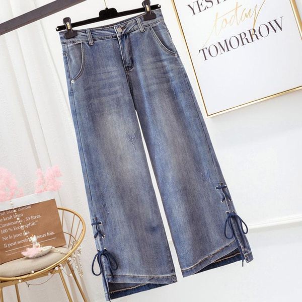 women's jeans casual plus size loose high waist wide leg pants straight trousers fat mm women clothes, Blue
women's jeans casual plus size loose high waist wide leg pants straight trousers fat mm women clothes, Blue