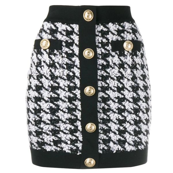 Premium New Style Top Quality Original Design Women's Classic Houndstooth Skirt Metal Buckles Bright silk Tweed High waist Skirt, Black
Premium New Style Top Quality Original Design Women's Classic Houndstooth Skirt Metal Buckles Bright silk Tweed High waist Skirt, Black