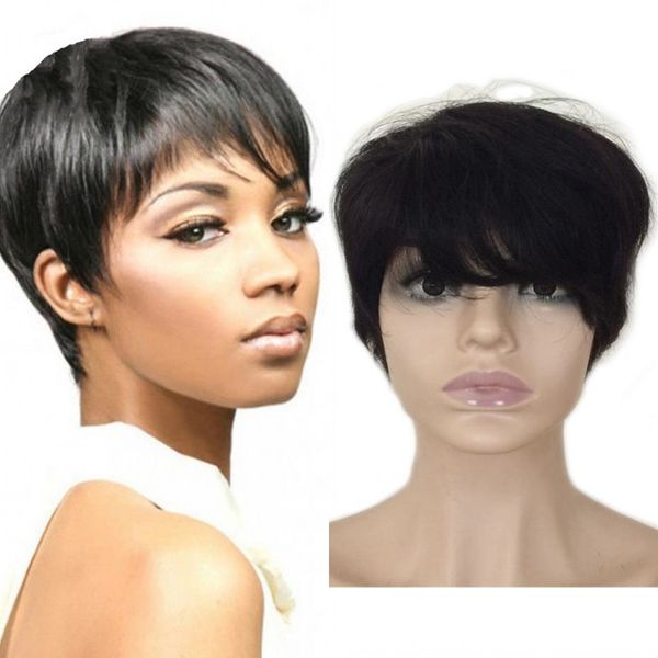 pixie cut wigs brazilian straight human hair wig with bangs 6 inch short natural color hair machine made 150%, Black;brown
pixie cut wigs brazilian straight human hair wig with bangs 6 inch short natural color hair machine made 150%, Black;brown