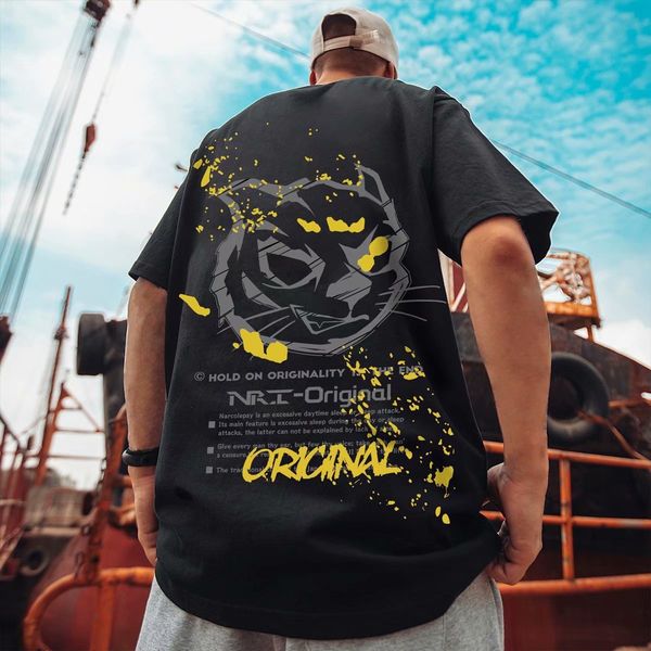 t shirt fashion brand oversize short sleeve men's high street wear summer half couple's, White;black
t shirt fashion brand oversize short sleeve men's high street wear summer half couple's, White;black