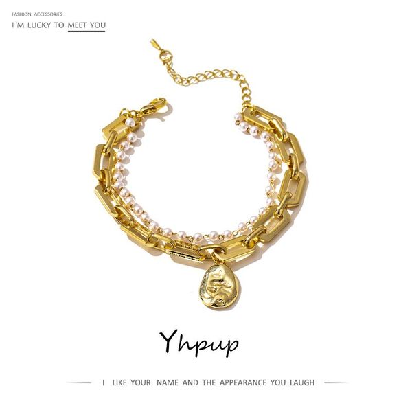 yhpup statement layered chain simulated pearls bracelet for women fashion zinc alloy gold color metal texture gift charm bracelets, Golden;silver
yhpup statement layered chain simulated pearls bracelet for women fashion zinc alloy gold color metal texture gift charm bracelets, Golden;silver