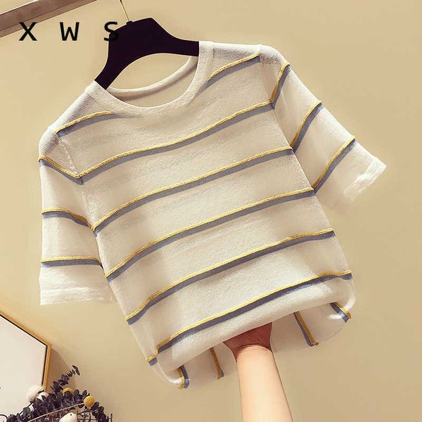 oversize sweater thin summer striped sweater knitted elastic short sleeve fashion woman clothes sweater womens pullovers 210604, White;black
oversize sweater thin summer striped sweater knitted elastic short sleeve fashion woman clothes sweater womens pullovers 210604, White;black