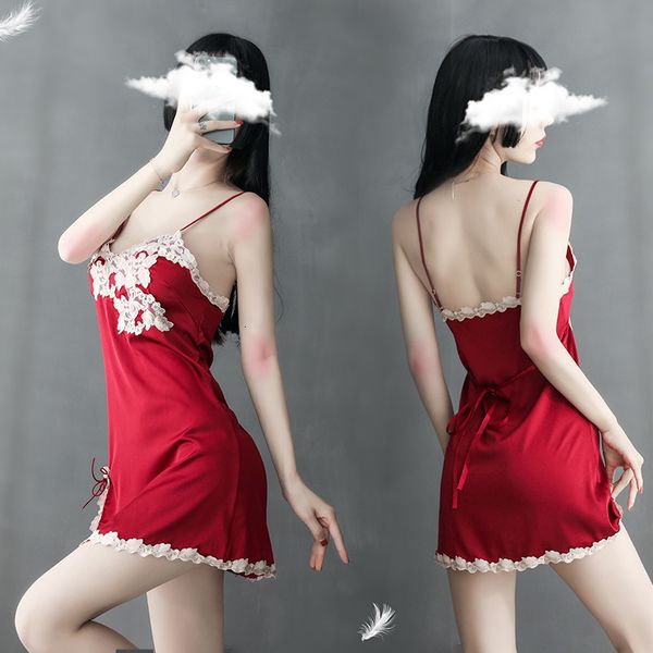 underwear pajamas simulation silk satin nightgown women's split suspender large size temptation suit uniform, Red;black
underwear pajamas simulation silk satin nightgown women's split suspender large size temptation suit uniform, Red;black