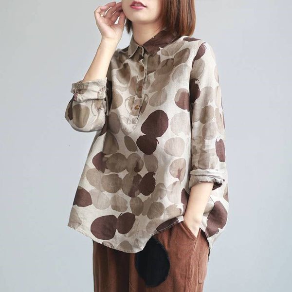 f.je spring plus size long cotton wool button casual polka dot print vintage shirts p11, White
f.je spring plus size long cotton wool button casual polka dot print vintage shirts p11, White
