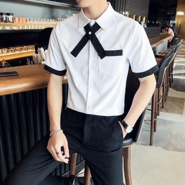 loldeal british style short-sleeved shirt slim solid color polyester fiber soft lapels men's casual shirts, White;black
loldeal british style short-sleeved shirt slim solid color polyester fiber soft lapels men's casual shirts, White;black
