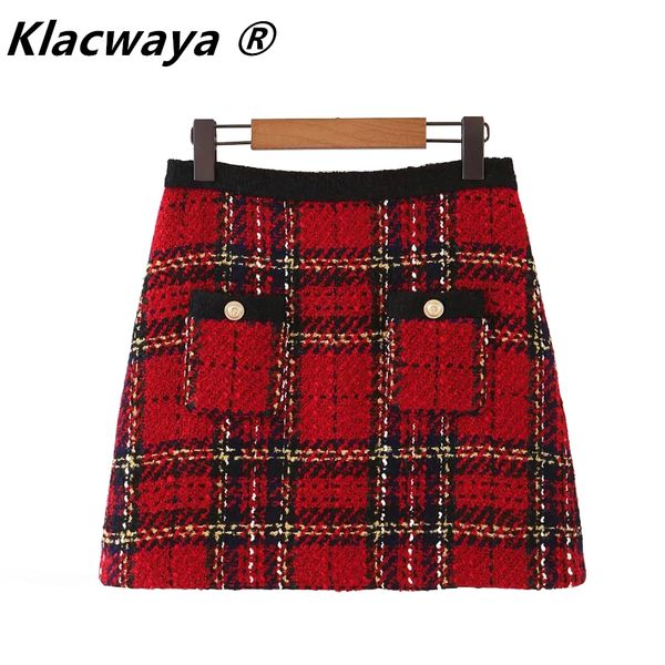 red vintage women tweed 2021 winter fashion ladies plaid female patchwork girls high waist mini skirts chic, Black
red vintage women tweed 2021 winter fashion ladies plaid female patchwork girls high waist mini skirts chic, Black
