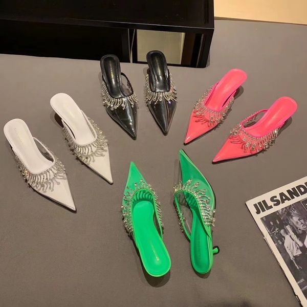 pointed toe pvc transparent slippers shallow slip on thin low heels design fashion crystal slides flip flops summer 210513, Black
pointed toe pvc transparent slippers shallow slip on thin low heels design fashion crystal slides flip flops summer 210513, Black