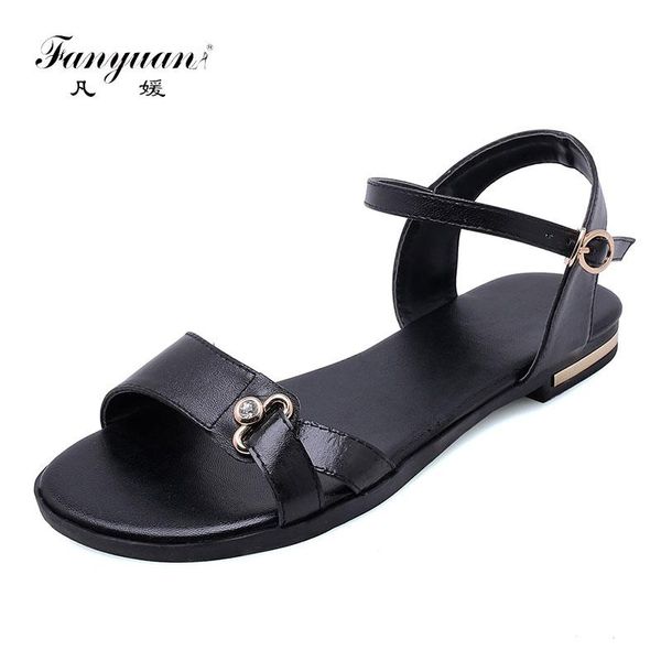 fanyuan 2021 elegant women flat sandals summer genuine leather low heels casual beach shoes woman plus size 31-46, Black
fanyuan 2021 elegant women flat sandals summer genuine leather low heels casual beach shoes woman plus size 31-46, Black