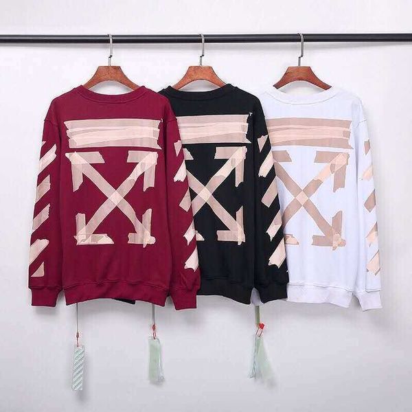 2020 new fashion off tape printed men's and women's same round neck sweater, White
2020 new fashion off tape printed men's and women's same round neck sweater, White