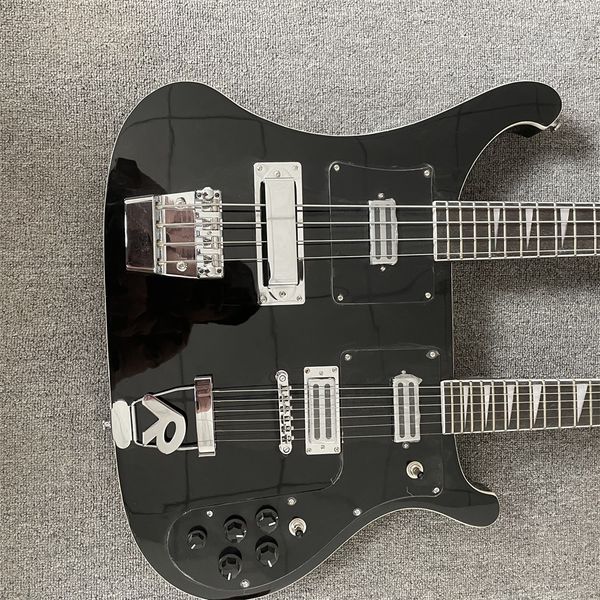 factory customized ricken double neck electric guitar, black painted 4-string bass and 6-string guitar, transportation
factory customized ricken double neck electric guitar, black painted 4-string bass and 6-string guitar, transportation