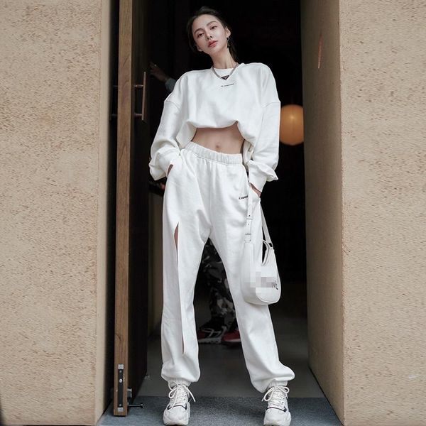 women's two piece pants 2021 autumn women's sports casual suit temperament fried street design sense sweater two-piece fashion, White
women's two piece pants 2021 autumn women's sports casual suit temperament fried street design sense sweater two-piece fashion, White