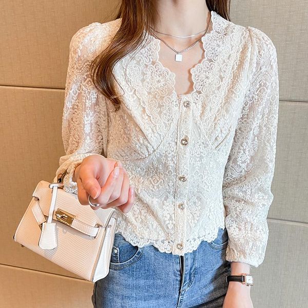 women's blouses & shirts korean shirt women 2021 spring v-neck casual bottoming elegant long sleeve lace crop ladies fashion blouse, White
women's blouses & shirts korean shirt women 2021 spring v-neck casual bottoming elegant long sleeve lace crop ladies fashion blouse, White