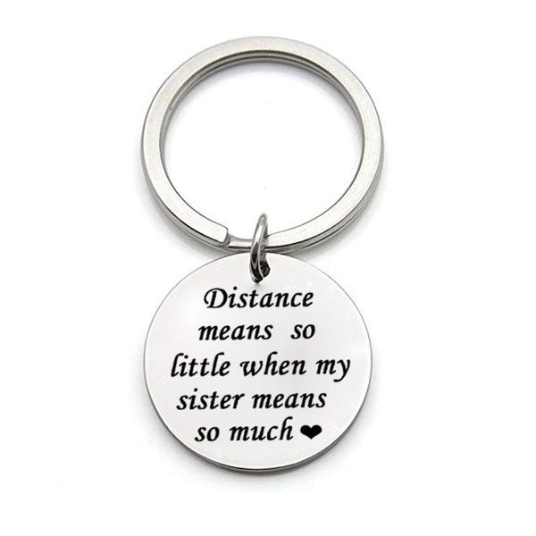 keychains personalized "distance means so little when my sister much"key chains rings car keyring holder for women girl, Silver
keychains personalized "distance means so little when my sister much"key chains rings car keyring holder for women girl, Silver