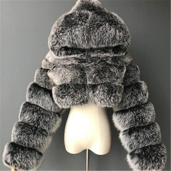 women's fur & faux 2021 winter fashion european and american short long-sleeved hooded stitching female thermal jacket tide h068, Black
women's fur & faux 2021 winter fashion european and american short long-sleeved hooded stitching female thermal jacket tide h068, Black