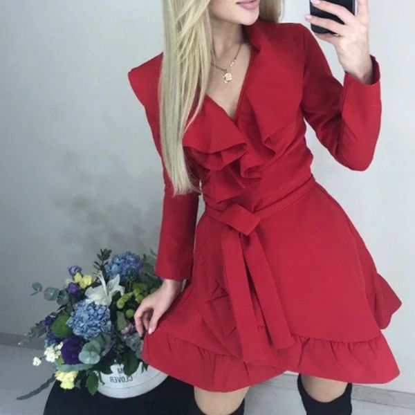 women a line sashes mini dress deep v-neck ruffles solid color party dress elegant sweety autumn new fashion women dress 210412, Black;gray
women a line sashes mini dress deep v-neck ruffles solid color party dress elegant sweety autumn new fashion women dress 210412, Black;gray