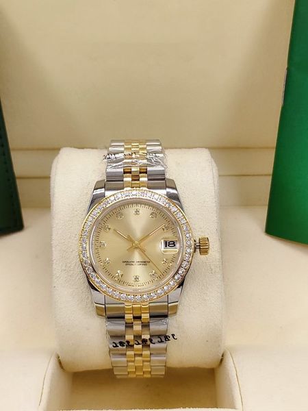 31mm fashion women's watch automatic mechanical 2813 movement full stainless steel strap woman watches diamond iced out ddatejust lady, Slivery;brown
31mm fashion women's watch automatic mechanical 2813 movement full stainless steel strap woman watches diamond iced out ddatejust lady, Slivery;brown