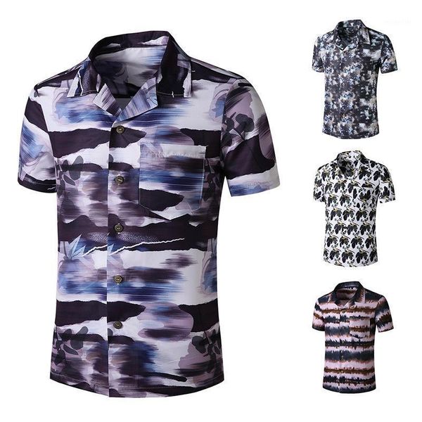 men's short sleeve shirt turn down collar loose beach hawaii style cardigan with printing casual single-breasted shirts, White;black
men's short sleeve shirt turn down collar loose beach hawaii style cardigan with printing casual single-breasted shirts, White;black