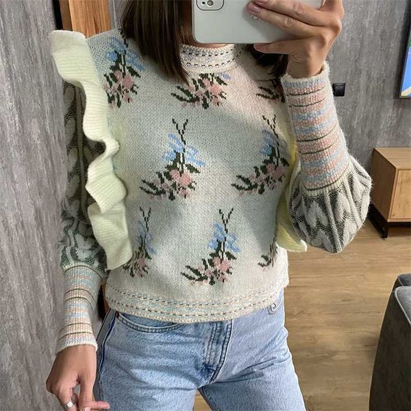 women's knit sweater za fashion ladies o-neck stitching ruffle streetwear female clothing comfortable streetwear sw5698 211218, White;black
women's knit sweater za fashion ladies o-neck stitching ruffle streetwear female clothing comfortable streetwear sw5698 211218, White;black