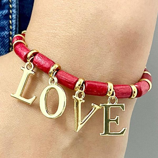 link, chain rainbow love wooden bead bracelet couple personality gift holiday style senior european and american, Black
link, chain rainbow love wooden bead bracelet couple personality gift holiday style senior european and american, Black
