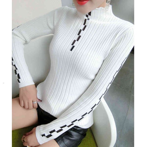 women's knits & tees korean fashion contrast colors pullover sweater autumn winter clothes women thick sueter mujer bottoming, White
women's knits & tees korean fashion contrast colors pullover sweater autumn winter clothes women thick sueter mujer bottoming, White
