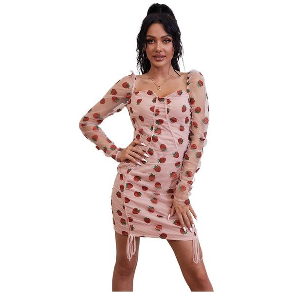 casual dresses 2021 summer sheath sequins party women's strawberry tulle dress pink puff long sleeve short mini vestidos club wear, Black;gray
casual dresses 2021 summer sheath sequins party women's strawberry tulle dress pink puff long sleeve short mini vestidos club wear, Black;gray