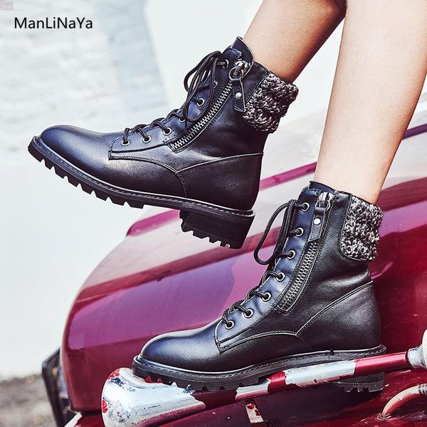 boots lace up zip short plush leather women square heel motorcycle fur knitting round toe winter shoes, Black
boots lace up zip short plush leather women square heel motorcycle fur knitting round toe winter shoes, Black