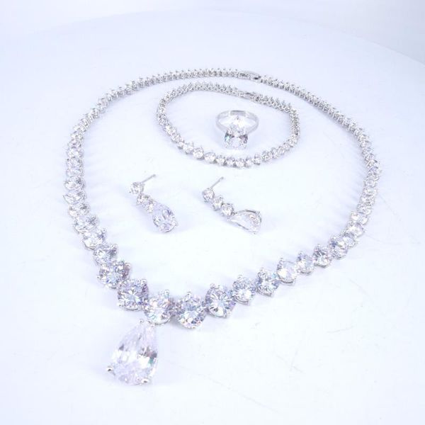earrings & necklace 2021 fashion luxury vintage crystal cz zircon earring bracelet ring wedding banquet dinner dressing jewelry set, Silver
earrings & necklace 2021 fashion luxury vintage crystal cz zircon earring bracelet ring wedding banquet dinner dressing jewelry set, Silver