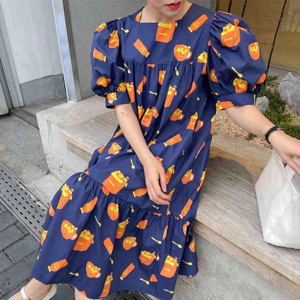 summer square collar modern lady dresses korea women robe puff sleeve contrasting color cartoon print trendy clothing 210510, Black;gray
summer square collar modern lady dresses korea women robe puff sleeve contrasting color cartoon print trendy clothing 210510, Black;gray