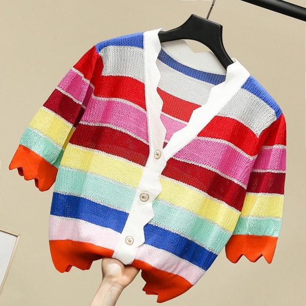 women's knits & tees vanovich 2021 summer women cardigan striped v-neck wild casual ladies short-sleeved knitted female, White
women's knits & tees vanovich 2021 summer women cardigan striped v-neck wild casual ladies short-sleeved knitted female, White