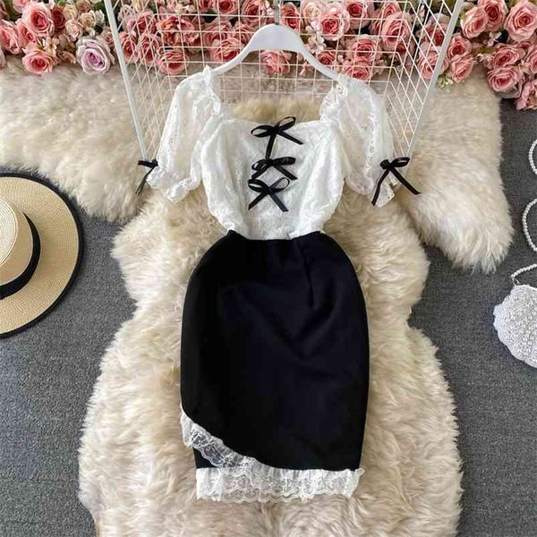 spring women's retro bubble sleeve sweet bow lace square neck buttock mini dress d064 210507, Black;gray
spring women's retro bubble sleeve sweet bow lace square neck buttock mini dress d064 210507, Black;gray