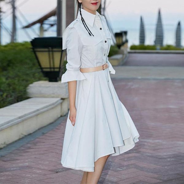 casual dresses fashion designer 2021 autumn dress women white long sleeve single breasted belt office lady, Black;gray
casual dresses fashion designer 2021 autumn dress women white long sleeve single breasted belt office lady, Black;gray